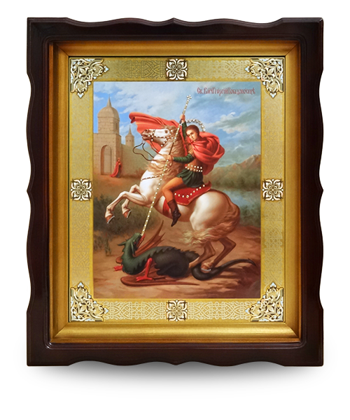 Икона 30 × 40 в деревянном фигурном киоте №2 и стразами